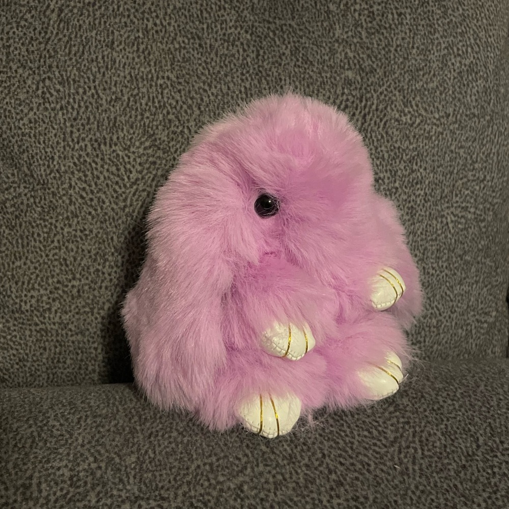 Rabbit Pompom Keychain (Light Purple)